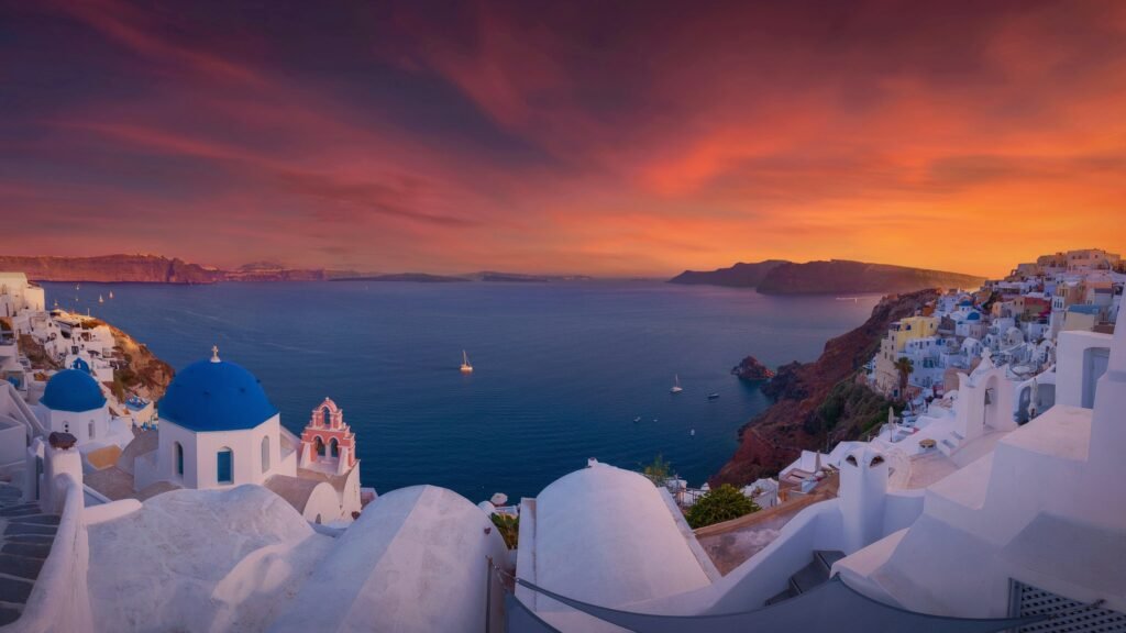 santorini greece sunsets
