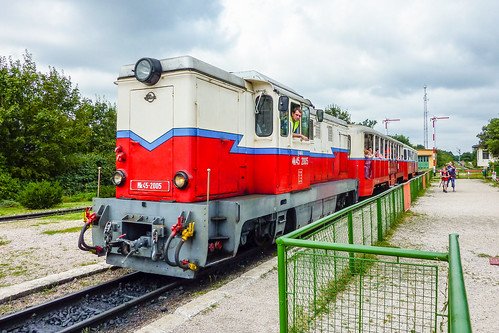Children's Railway children operate the train - Budapest