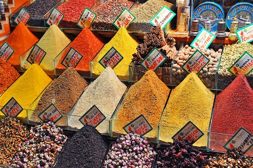 colorful spice pyramids