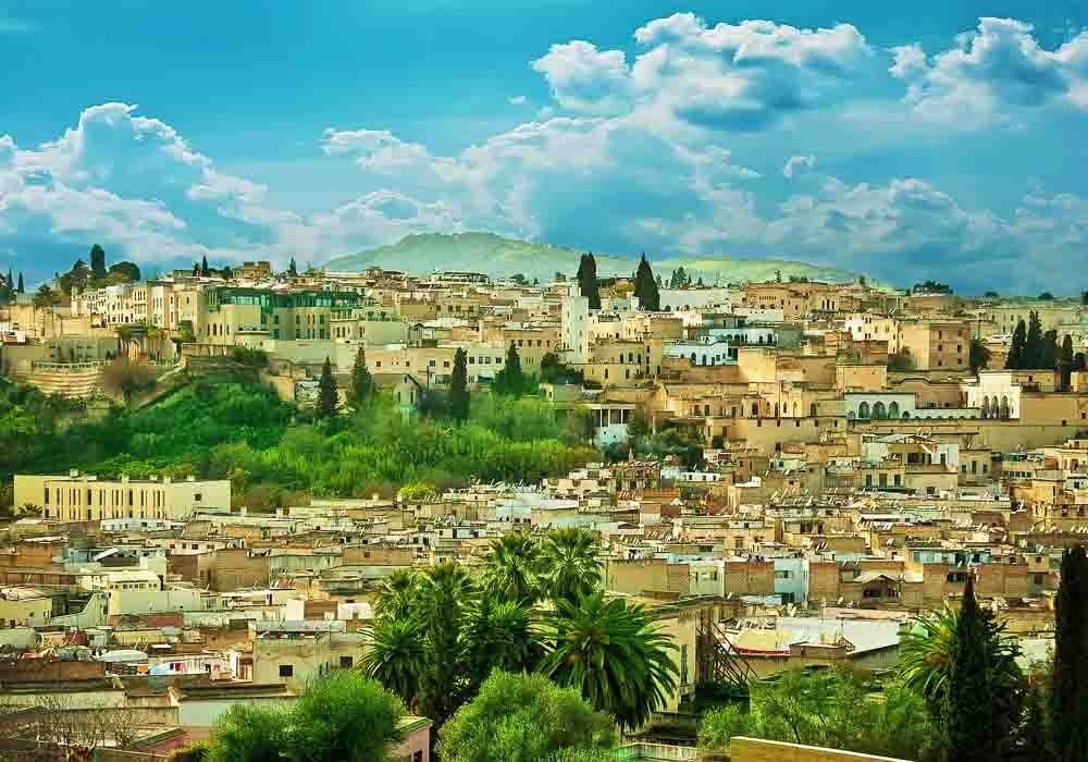 Morocco, a landscape of a city wall in the city of Fes