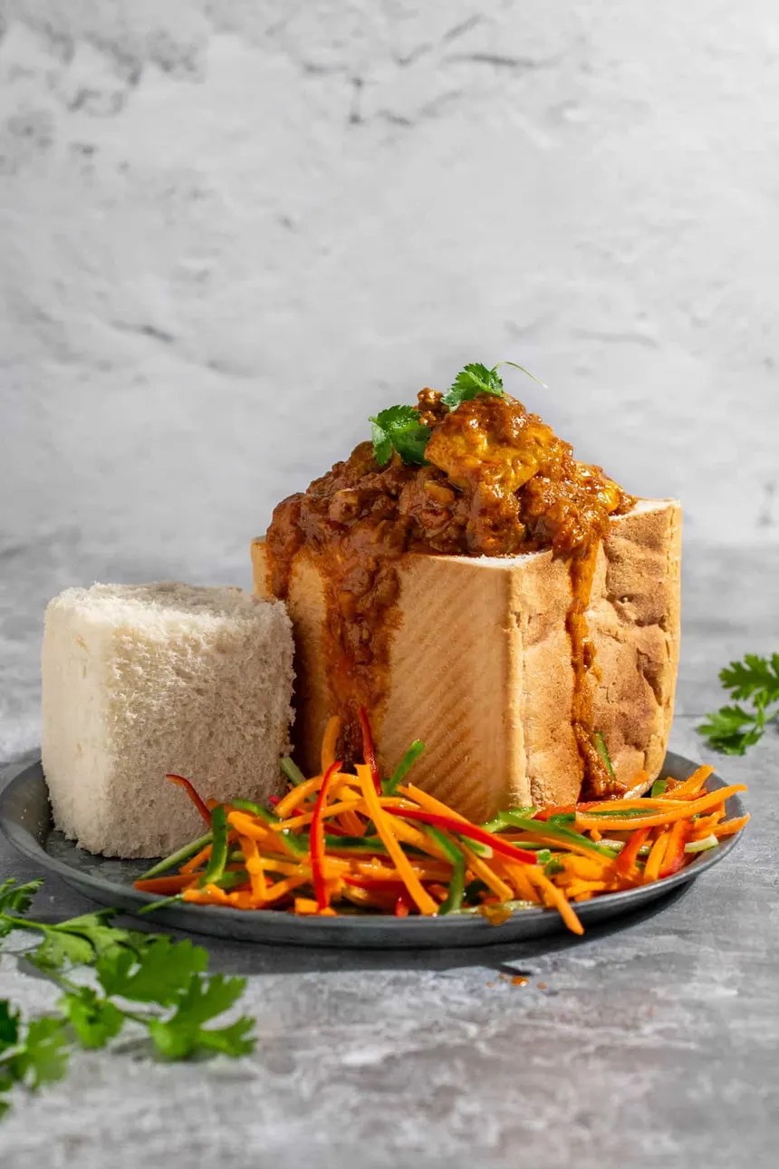 bunny chow and spicy curries.