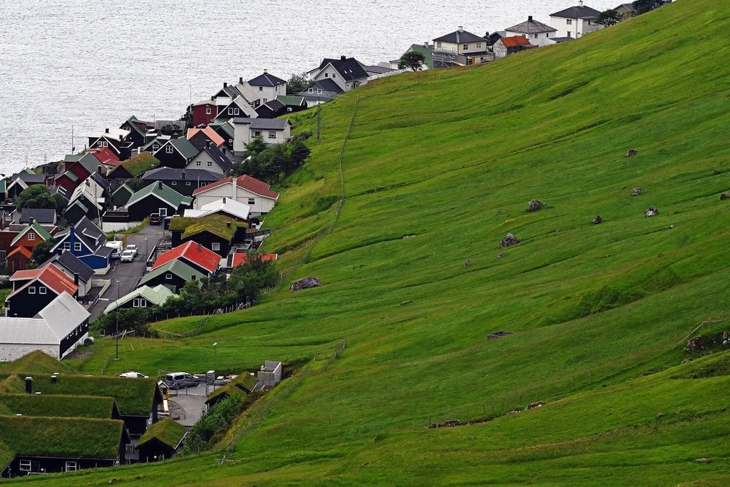  Faroe Islands, Denmark- Roads end at waterfalls.